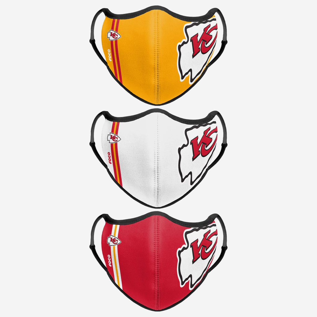 Kansas City Chiefs Sport 3 Pack Face Cover FOCO - FOCO.com | UK & IRE