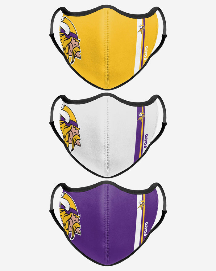 Minnesota Vikings Sport 3 Pack Face Cover FOCO - FOCO.com | UK & IRE