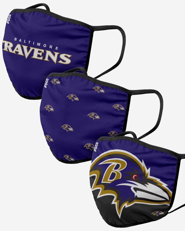 Baltimore Ravens 3 Pack Face Cover FOCO - FOCO.com | UK & IRE