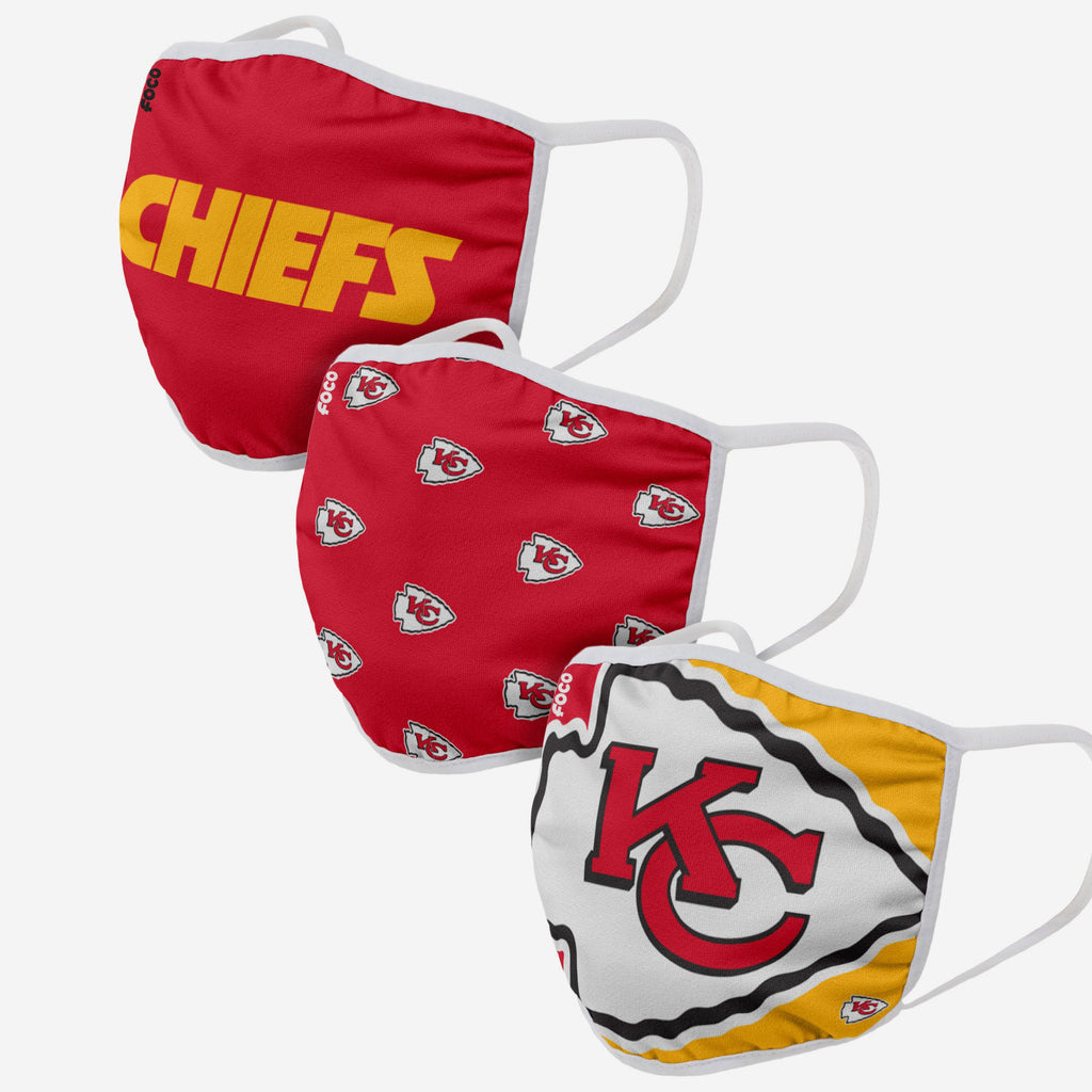 Kansas City Chiefs 3 Pack Face Cover FOCO - FOCO.com | UK & IRE