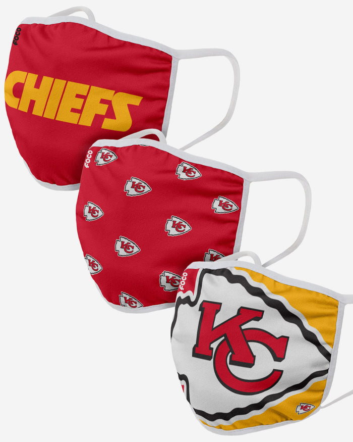 Kansas City Chiefs 3 Pack Face Cover FOCO - FOCO.com | UK & IRE