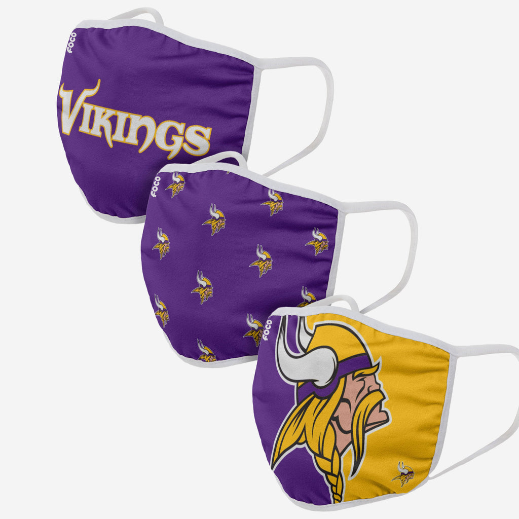 Minnesota Vikings 3 Pack Face Cover FOCO - FOCO.com | UK & IRE