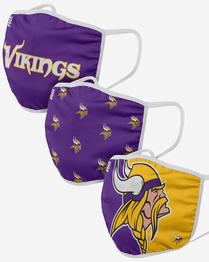 Minnesota Vikings 3 Pack Face Cover FOCO - FOCO.com | UK & IRE