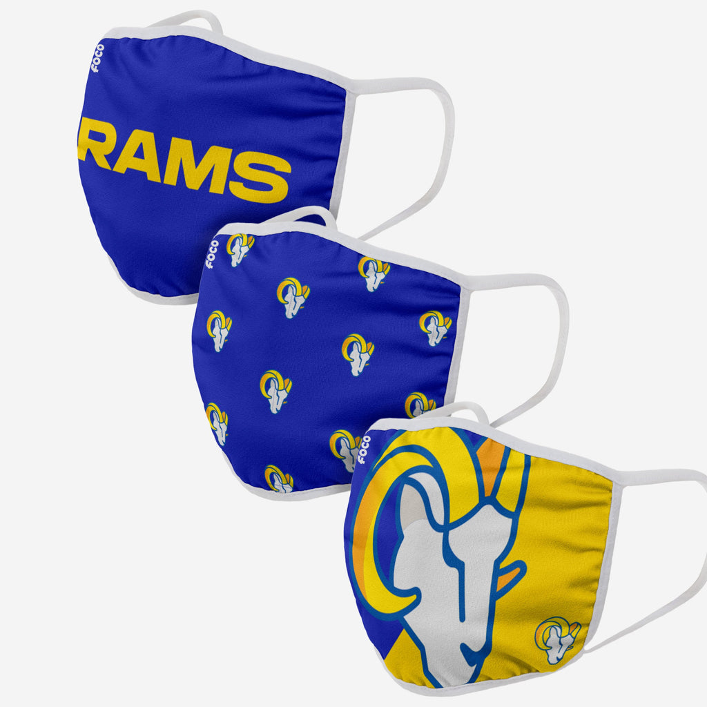 Los Angeles Rams 3 Pack Face Cover FOCO - FOCO.com | UK & IRE