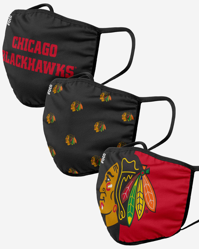 Chicago Blackhawks 3 Pack Face Cover FOCO - FOCO.com | UK & IRE