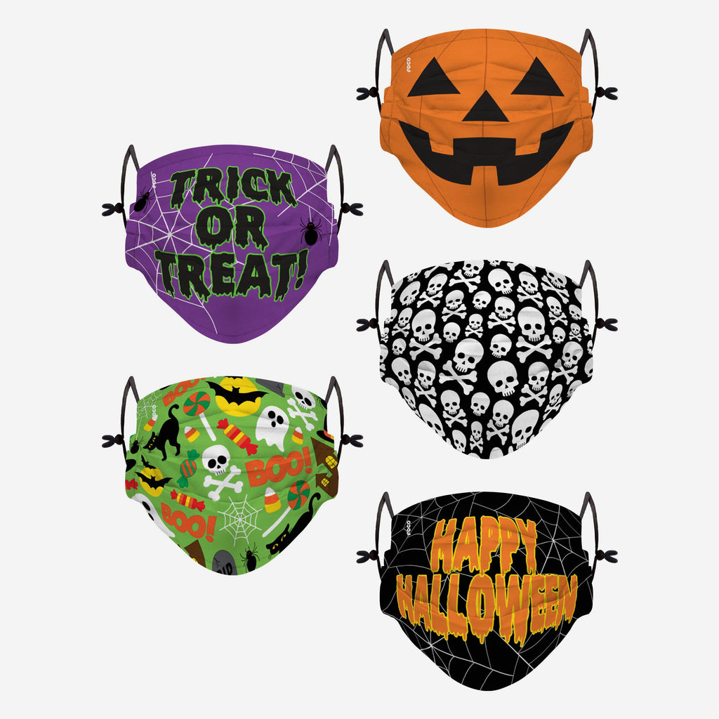 Halloween Pack Youth Adjustable 5 Pack Face Cover FOCO - FOCO.com | UK & IRE