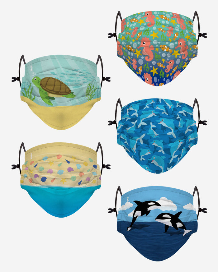 Sea Ocean Pack Youth Adjustable 5 Pack Face Cover FOCO - FOCO.com | UK & IRE