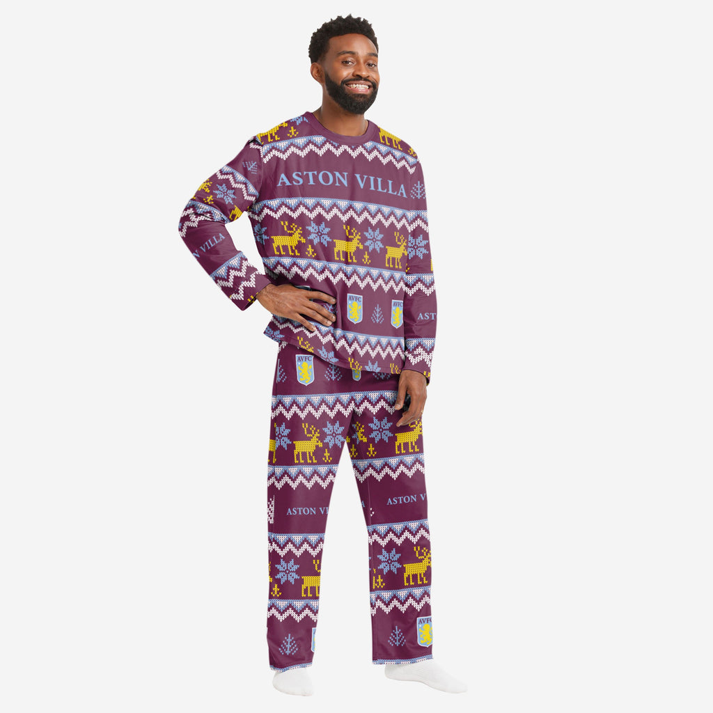 Aston Villa FC Mens Ugly Pattern Family Holiday Pyjamas FOCO S - FOCO.com | UK & IRE