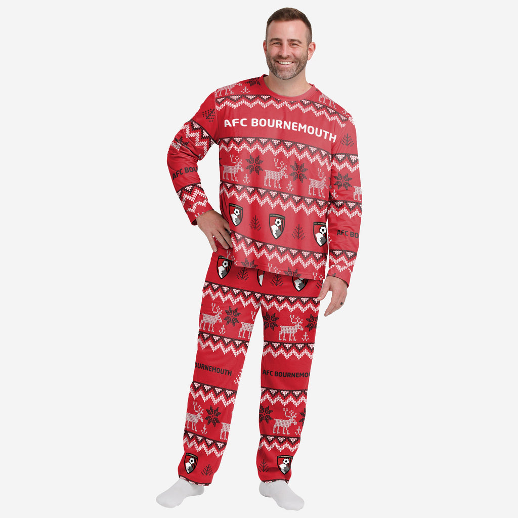 AFC Bournemouth Mens Ugly Pattern Family Holiday Pyjamas FOCO S - FOCO.com | UK & IRE