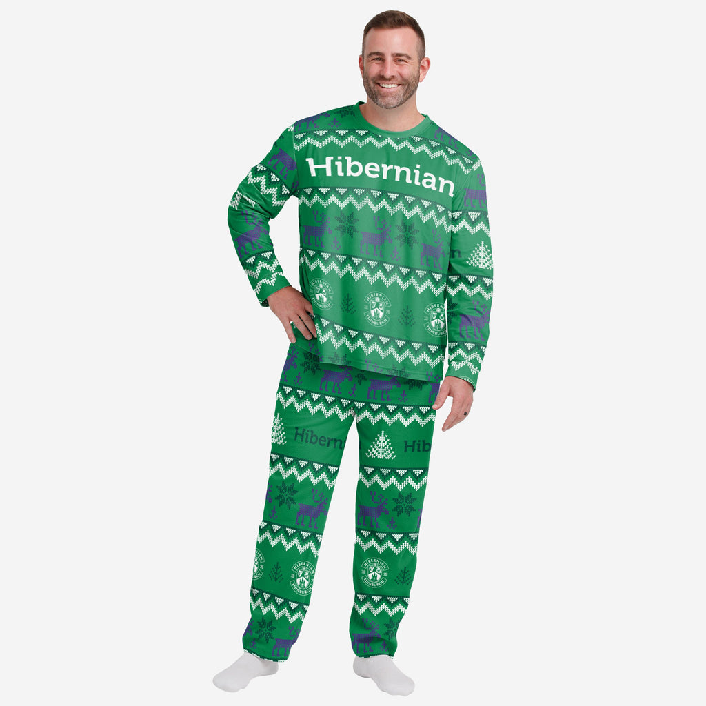 Hibernian FC Mens Ugly Pattern Family Holiday Pyjamas FOCO S - FOCO.com | UK & IRE