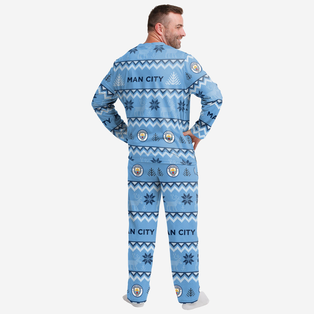 Manchester City FC Mens Ugly Pattern Family Holiday Pyjamas FOCO UK