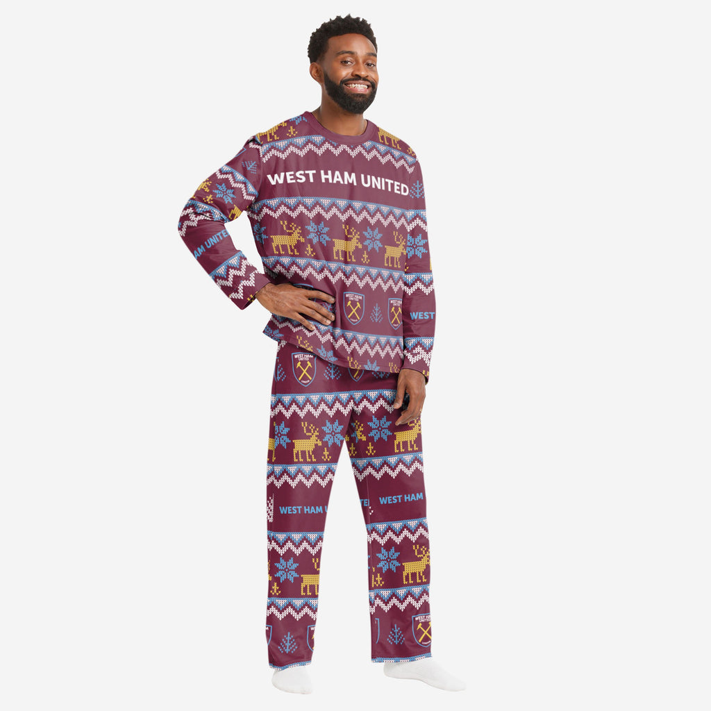 West Ham United FC Mens Ugly Pattern Family Holiday Pyjamas FOCO UK