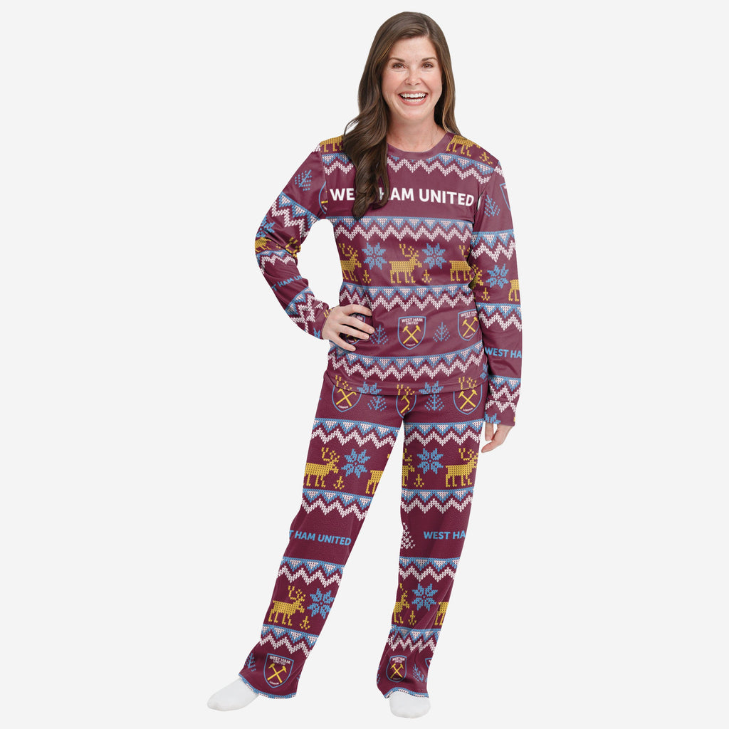 West Ham United FC Womens Ugly Pattern Family Holiday Pyjamas FOCO S - FOCO.com | UK & IRE