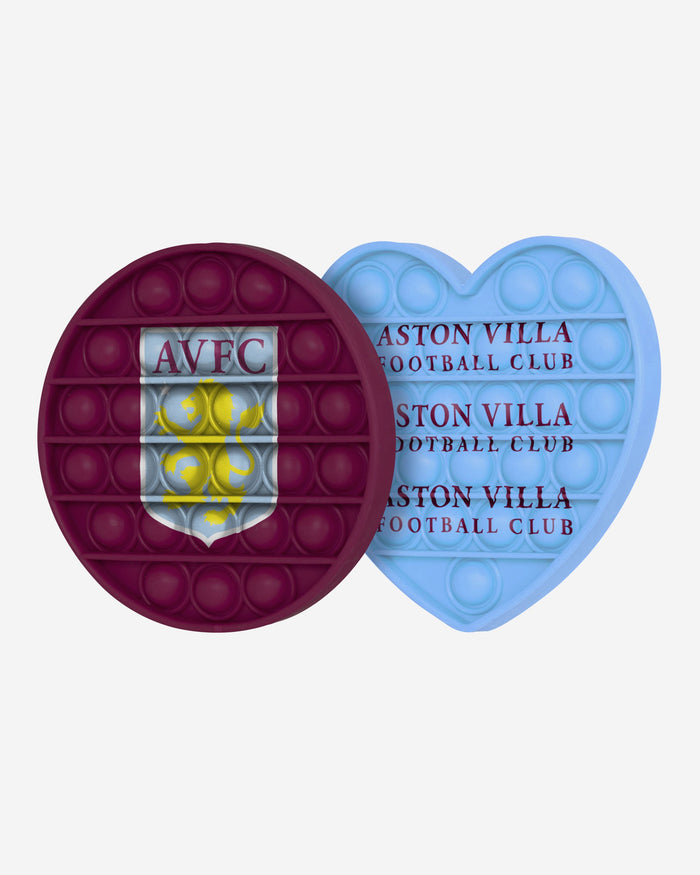Aston Villa FC 2 Pack Circle & Heart Push-Itz Fidget FOCO - FOCO.com | UK & IRE