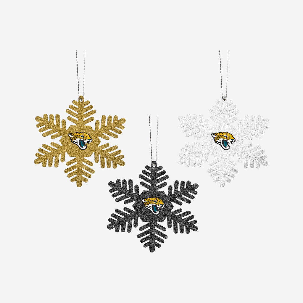 Jacksonville Jaguars 3 Pack Glitter Snowflake Ornament FOCO - FOCO.com | UK & IRE
