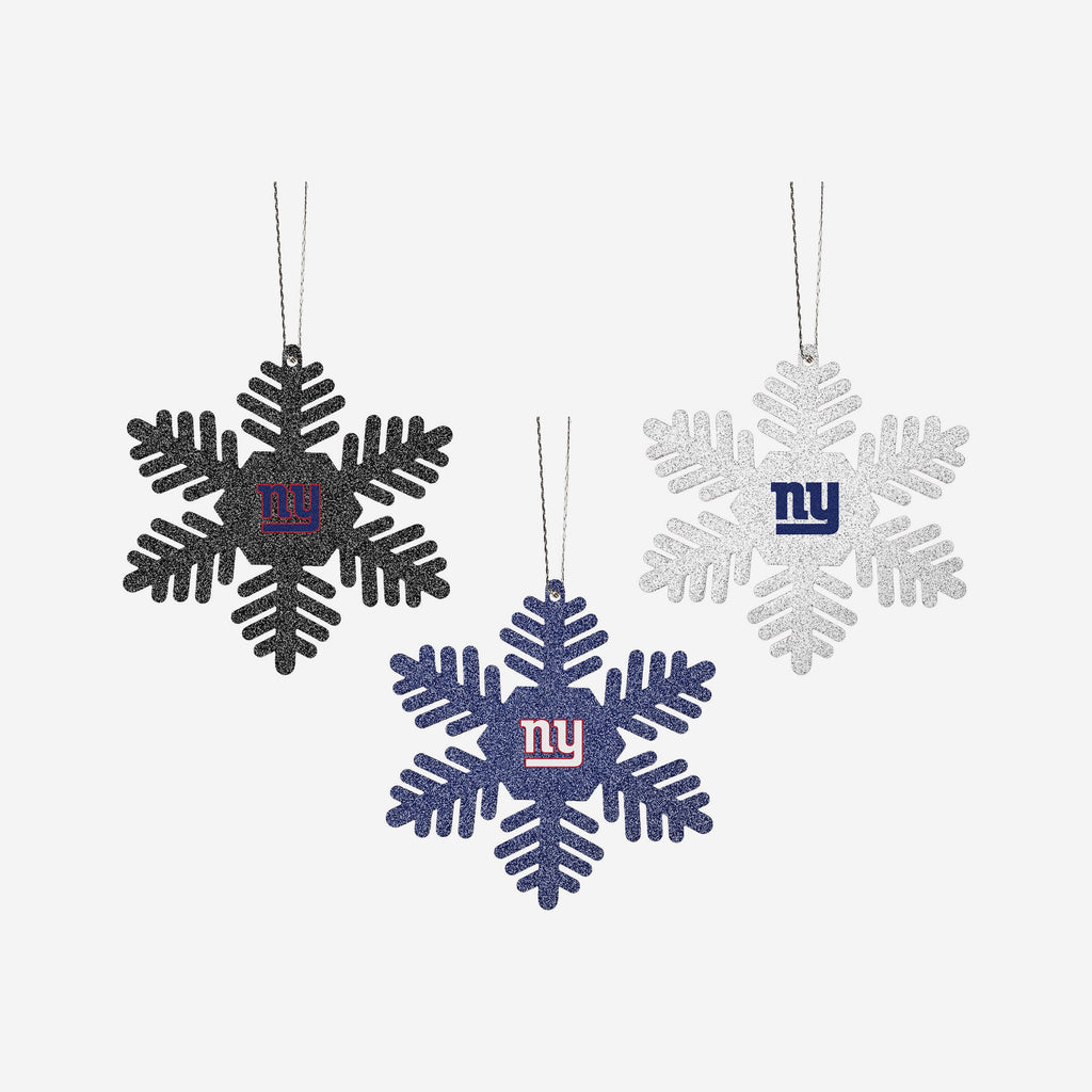 New York Giants 3 Pack Glitter Snowflake Ornament FOCO - FOCO.com | UK & IRE