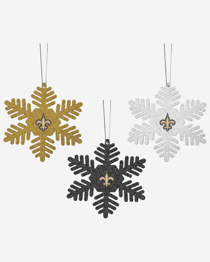 New Orleans Saints 3 Pack Glitter Snowflake Ornament FOCO - FOCO.com | UK & IRE