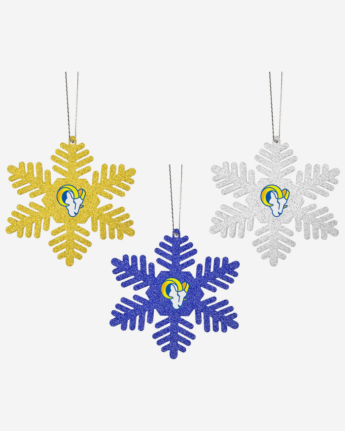 Los Angeles Rams 3 Pack Glitter Snowflake Ornament FOCO - FOCO.com | UK & IRE