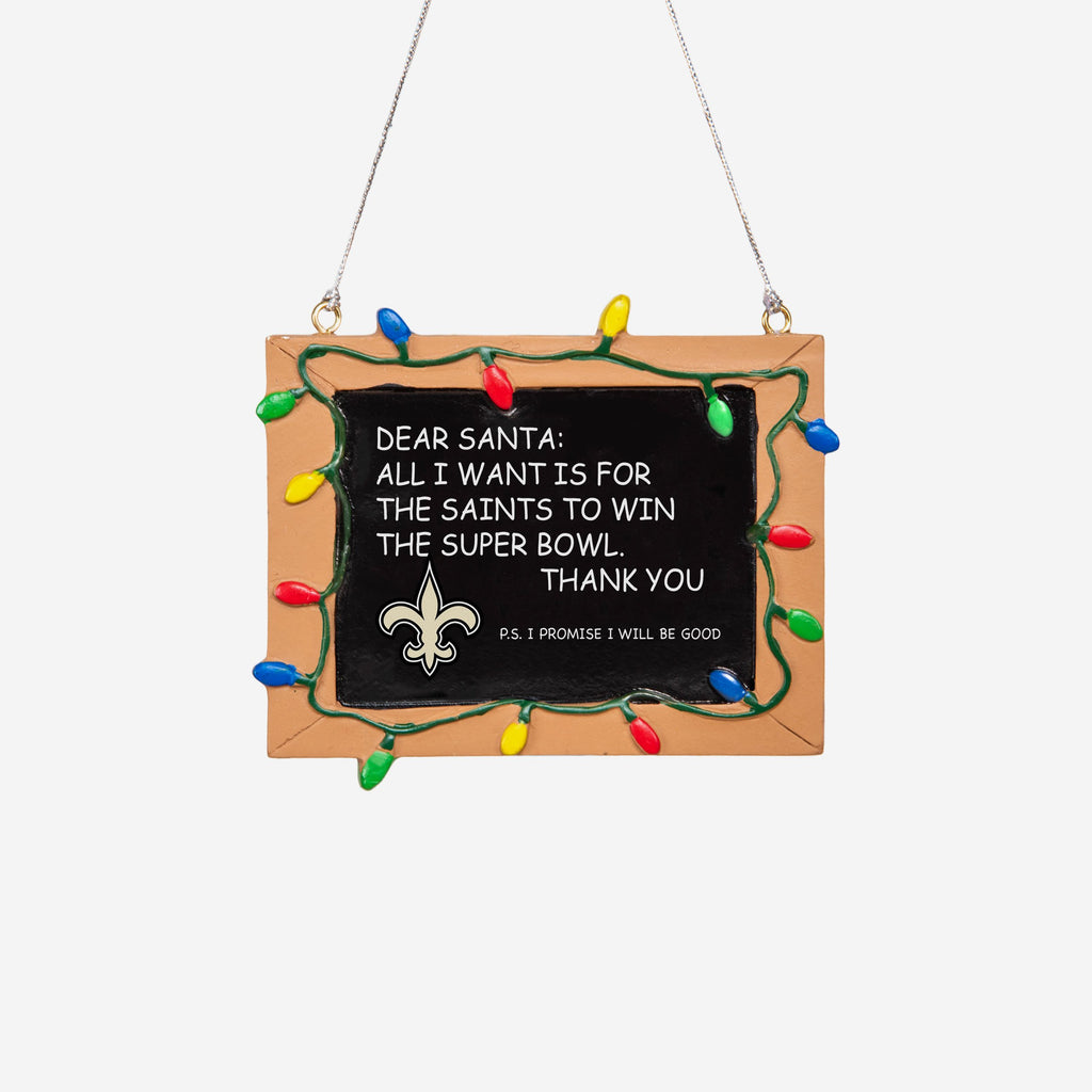 New Orleans Saints Resin Chalkboard Sign Ornament FOCO - FOCO.com | UK & IRE