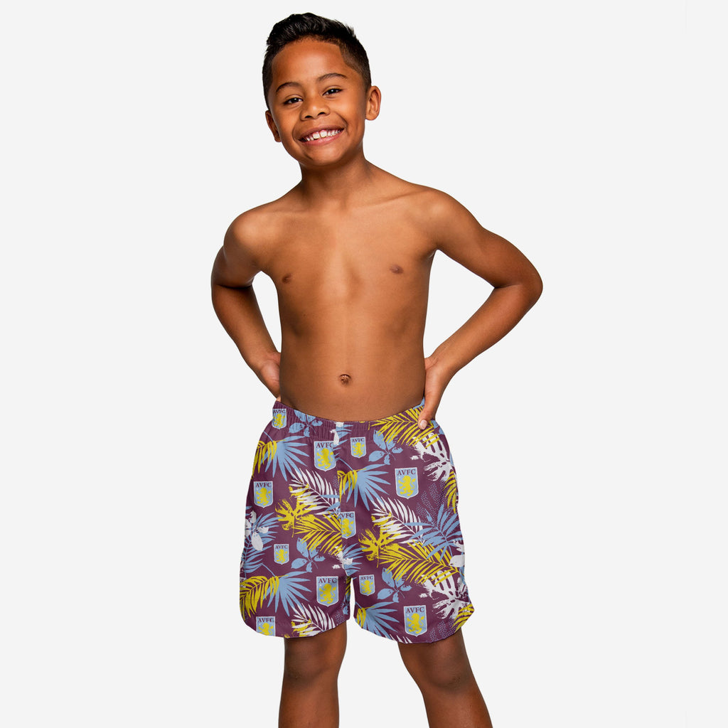 Aston Villa FC Youth Floral Boardshorts FOCO XS - FOCO.com | UK & IRE