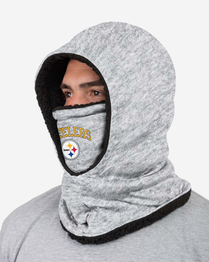 Pittsburgh Steelers Heather Grey Big Logo Hooded Snood FOCO - FOCO.com | UK & IRE