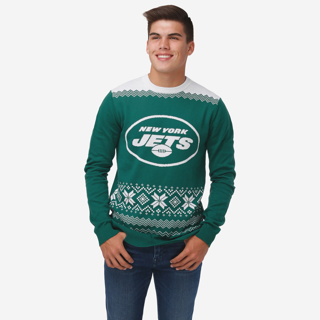 New York Jets Christmas Jumper Graphic Crew Sweatshirt - Mens