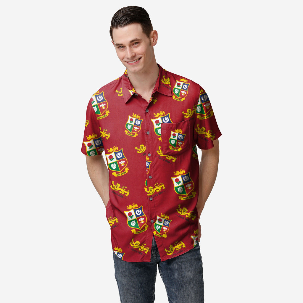 British & Irish Lions Repeat Print Button Up Shirt FOCO S - FOCO.com | UK & IRE