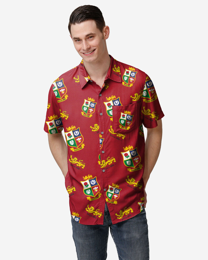 British & Irish Lions Repeat Print Button Up Shirt FOCO S - FOCO.com | UK & IRE