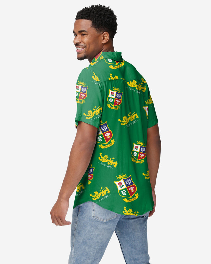 British & Irish Lions Green Repeat Print Button Up Shirt FOCO - FOCO.com | UK & IRE