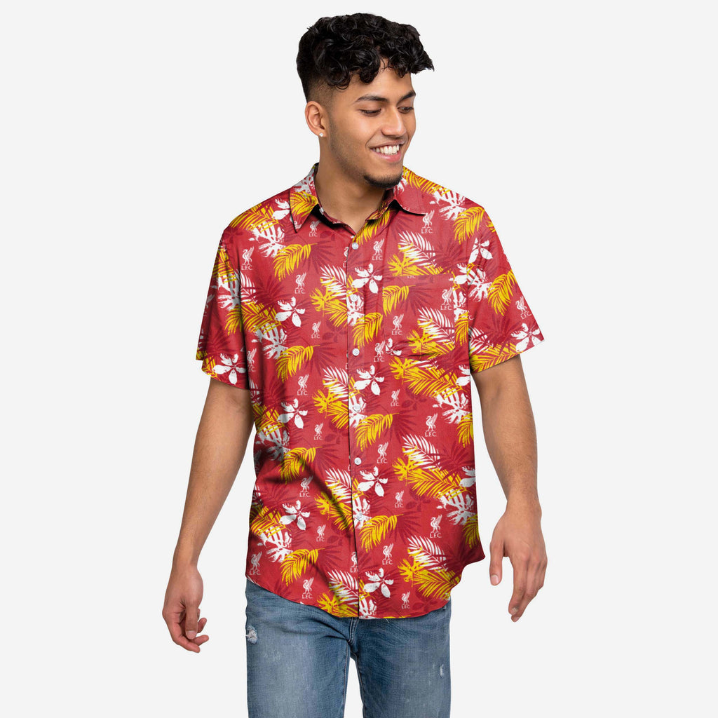 Liverpool FC Floral Button Up Shirt FOCO Liverpool FC Floral Button Up Shirt FOCO