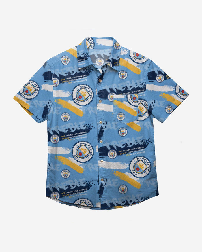 Manchester City FC 2018-19 Treble Winners Floral Button Up Shirt FOCO - FOCO.com | UK & IRE