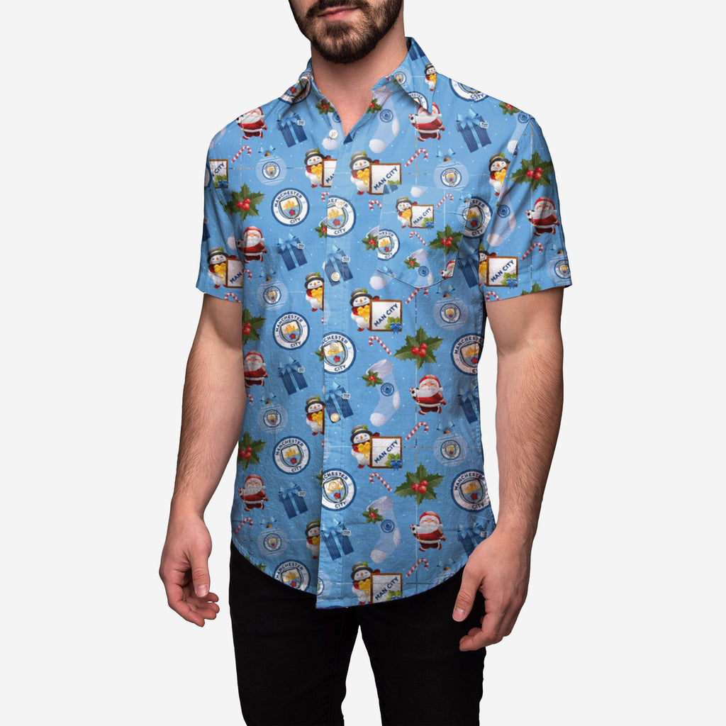 Manchester City Tropical Christmas Button Up Shirt FOCO - FOCO.com | UK & IRE