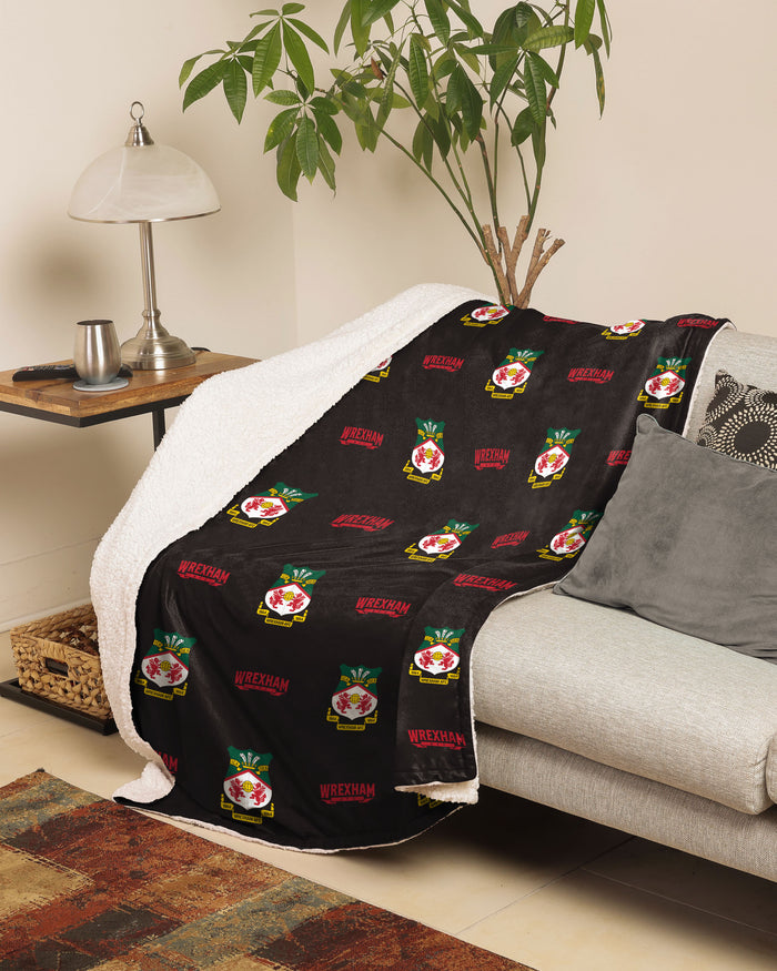 Wrexham AFC Crest Sherpa Throw Blanket FOCO - FOCO.com | UK & IRE