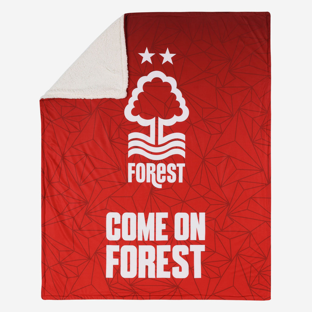 Nottingham Forest FC Slogan Sherpa Plush Throw Blanket FOCO - FOCO.com | UK & IRE