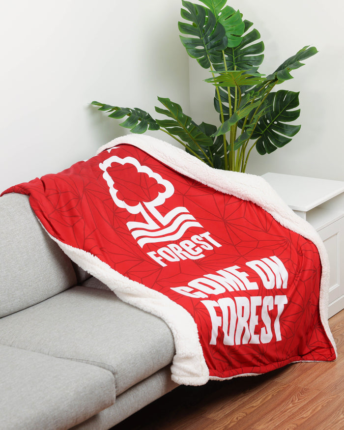Nottingham Forest FC Slogan Sherpa Plush Throw Blanket FOCO - FOCO.com | UK & IRE
