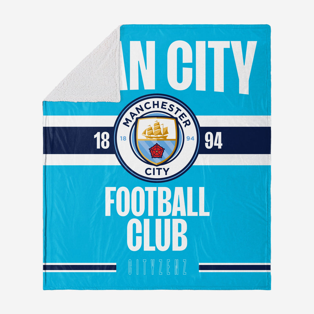 Manchester City FC Established Sherpa Throw Blanket FOCO - FOCO.com | UK & IRE