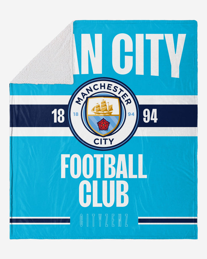 Manchester City FC Established Sherpa Throw Blanket FOCO - FOCO.com | UK & IRE