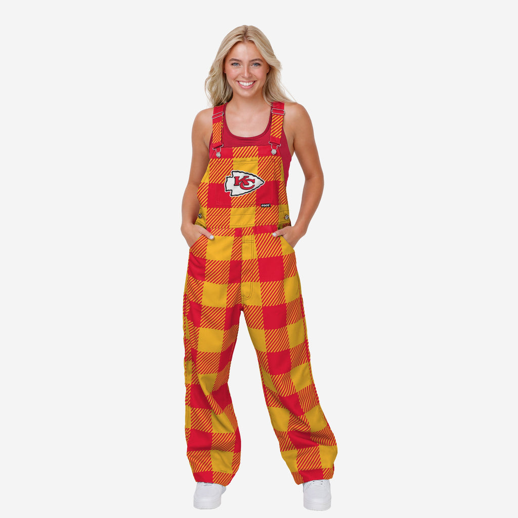 Kansas City Chiefs Womens Plaid Bib Dungarees FOCO XS - FOCO.com | UK & IRE