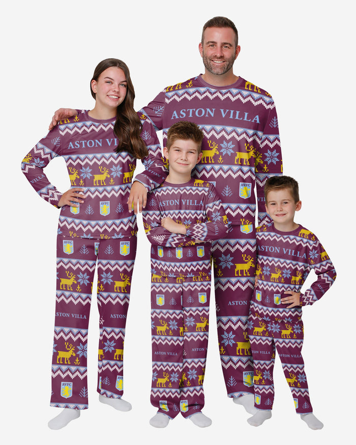 Aston Villa FC Youth Ugly Pattern Family Holiday Pyjamas FOCO - FOCO.com | UK & IRE