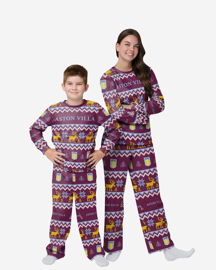 Aston Villa FC Youth Ugly Pattern Family Holiday Pyjamas FOCO 4 - FOCO.com | UK & IRE