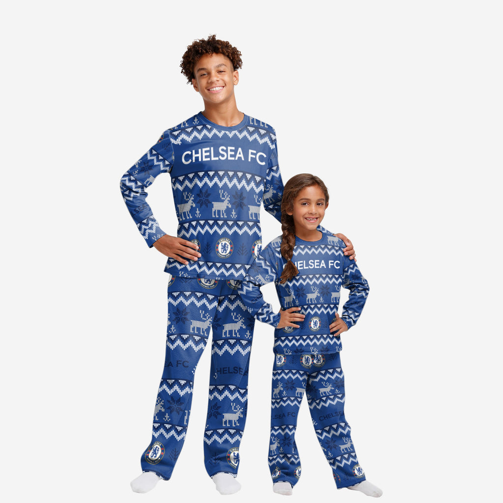 Chelsea FC Youth Ugly Pattern Family Holiday Pyjamas FOCO 4 - FOCO.com | UK & IRE