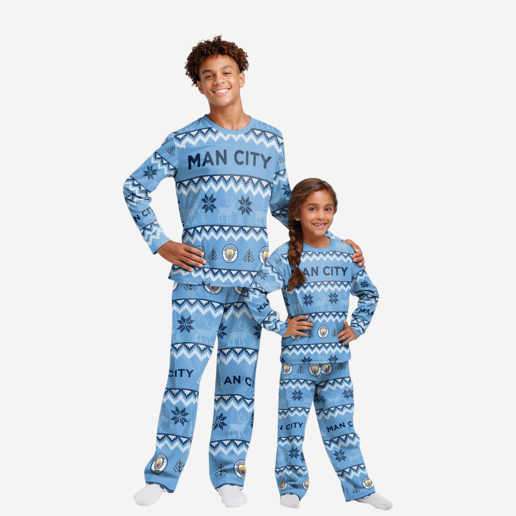 Manchester City FC Youth Ugly Pattern Family Holiday Pyjamas FOCO 4 - FOCO.com | UK & IRE