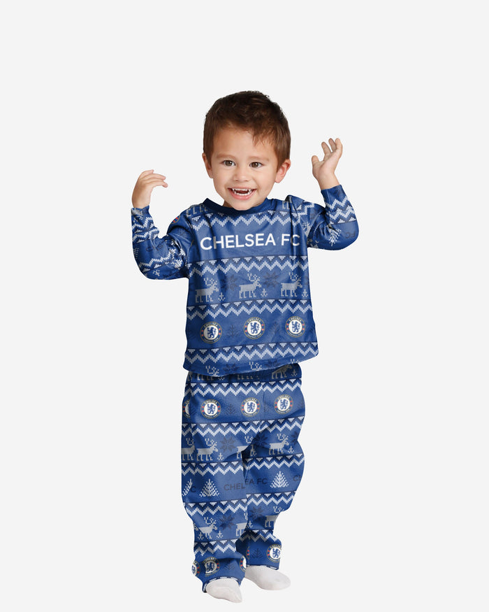 Chelsea FC Toddler Ugly Pattern Family Holiday Pyjamas FOCO 2Y - FOCO.com | UK & IRE