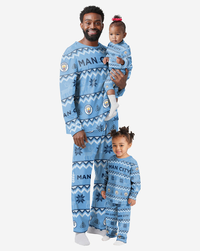 Manchester City FC Toddler Ugly Pattern Family Holiday Pyjamas FOCO - FOCO.com | UK & IRE