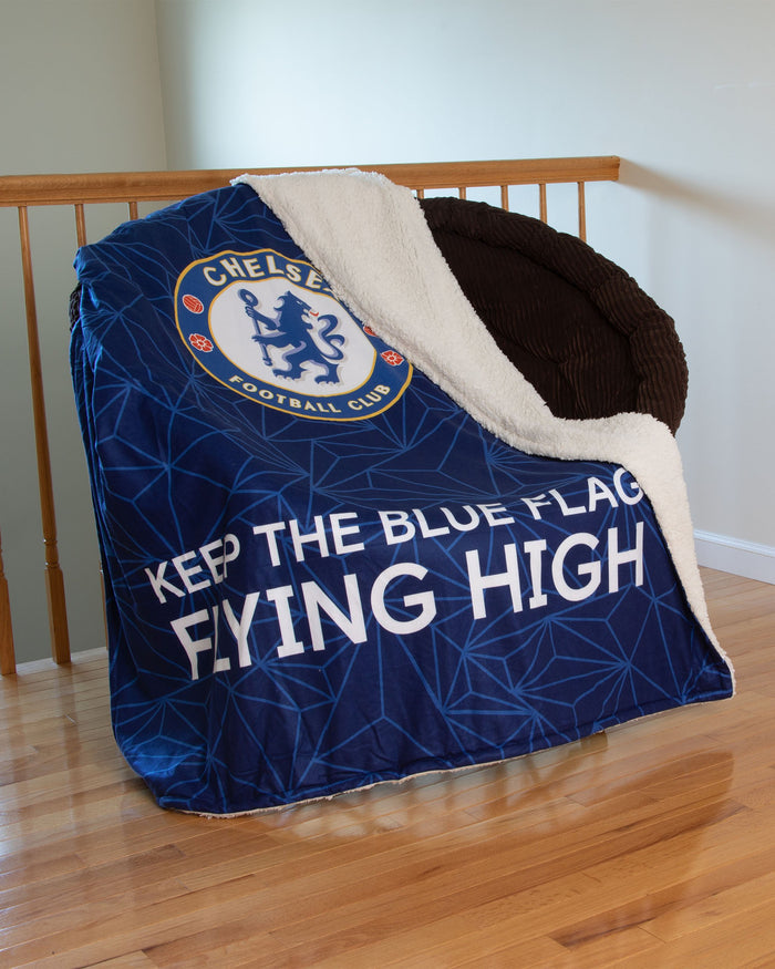 Chelsea FC Slogan Sherpa Plush Throw Blanket FOCO - FOCO.com | UK & IRE