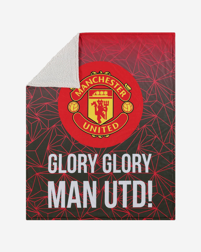 Manchester United FC Slogan Sherpa Plush Throw Blanket FOCO - FOCO.com | UK & IRE