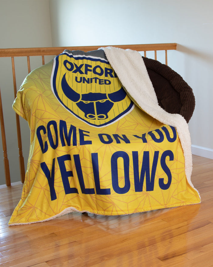 Oxford United FC Slogan Sherpa Plush Throw Blanket FOCO - FOCO.com | UK & IRE