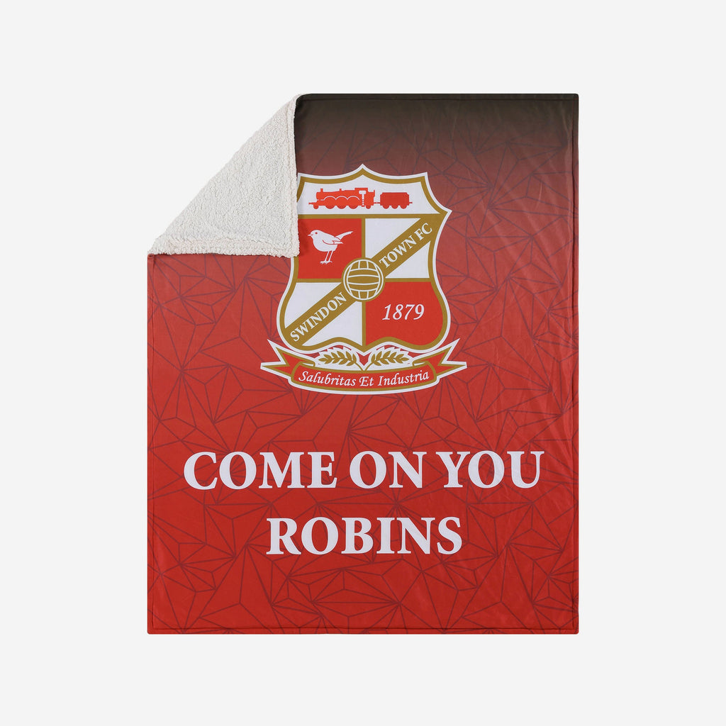 Swindon Town FC Slogan Sherpa Plush Throw Blanket FOCO - FOCO.com | UK & IRE