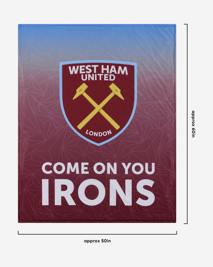 West Ham United FC Slogan Sherpa Plush Throw Blanket FOCO - FOCO.com | UK & IRE