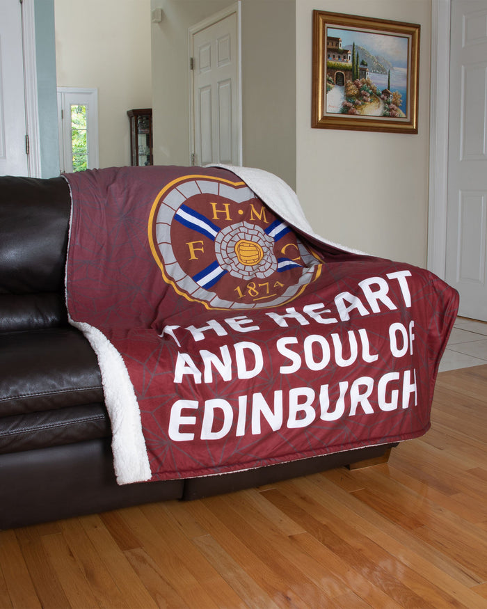 Heart Of Midlothian FC Slogan Sherpa Plush Throw Blanket FOCO - FOCO.com | UK & IRE